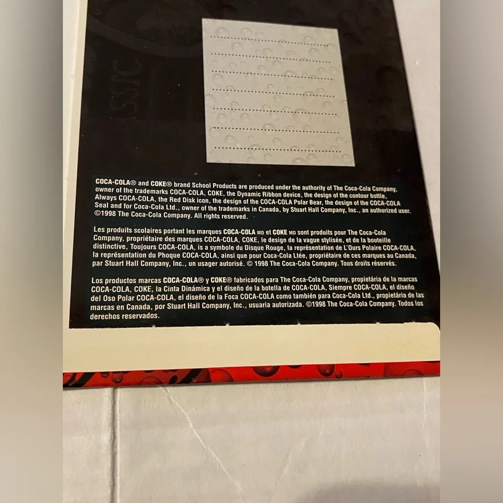 Coca-Cola 1998 Coke brand VTG school folder